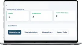 Straight2PDF dashboard showing forms, submissions and automation rules