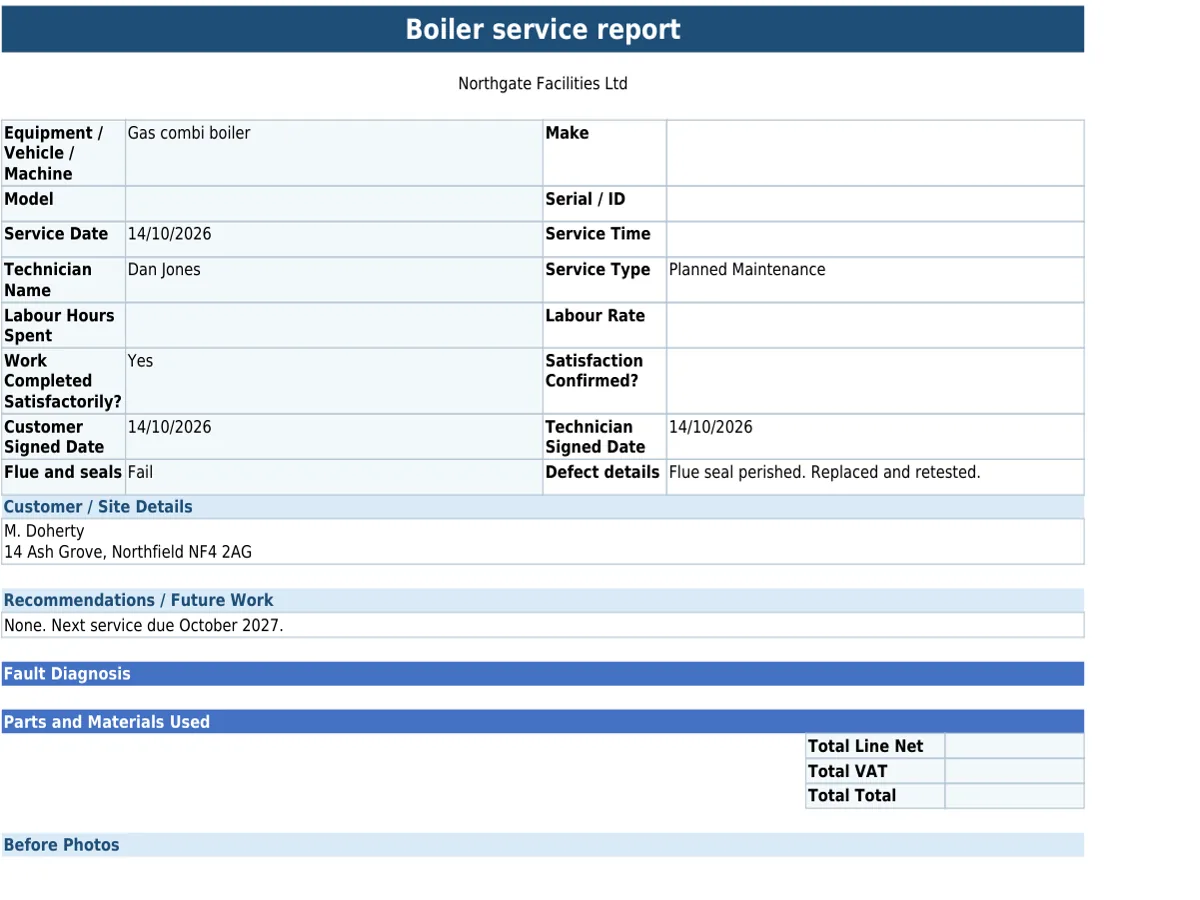 The finished PDF Straight2PDF produces for this form