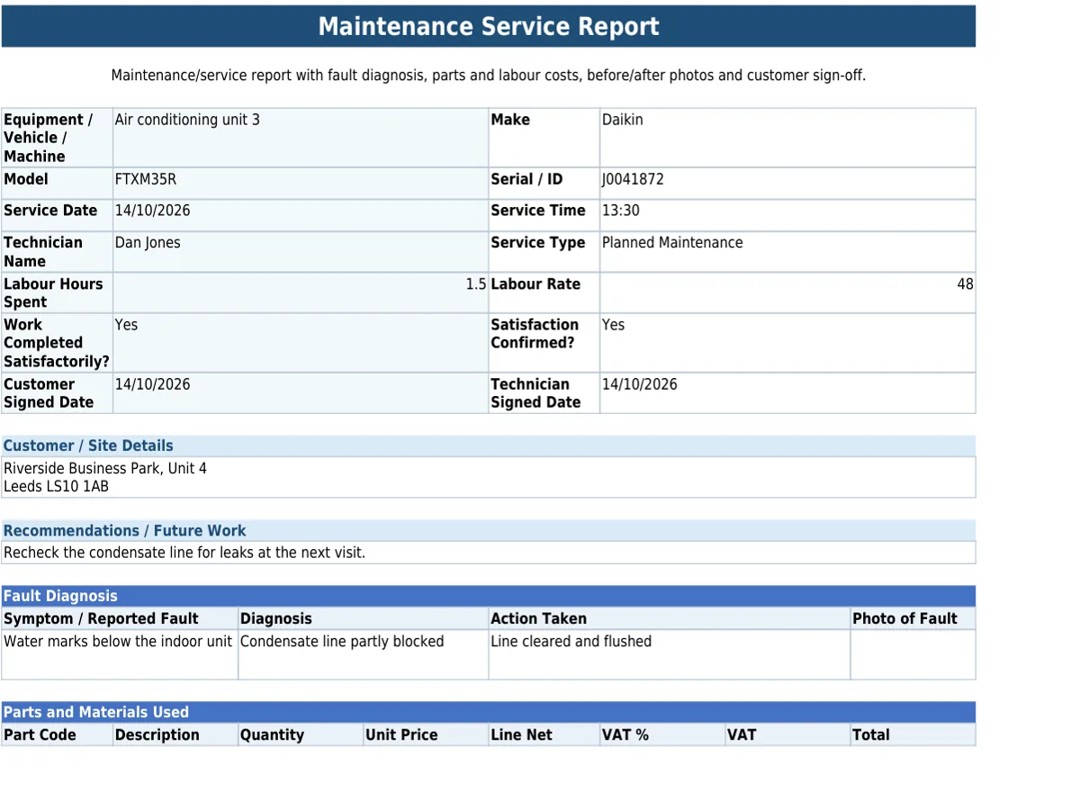 The finished PDF Straight2PDF produces for this form